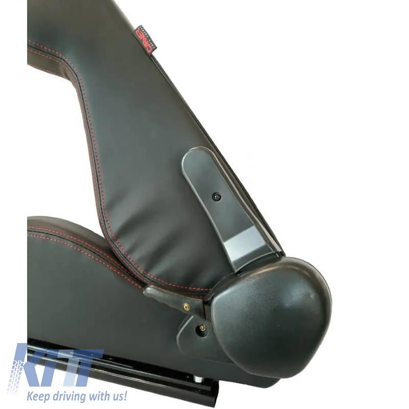 Bucket Seats Apollo Sport PVC Black With Red Stitching Pair 2 Pcs