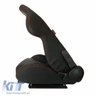 Bucket Seats Apollo Sport PVC Black With Red Stitching Pair 2 Pcs-image-6293529