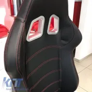 Bucket Seats Apollo Sport PVC Black With Red Stitching Pair 2 Pcs-image-6293531
