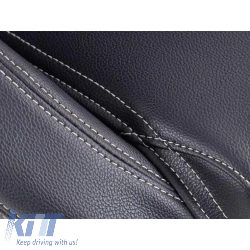 Bucket Seats Apollo Sport PVC Black With White Stitching Pair 2 Pcs
