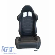 Bucket Seats Apollo Sport PVC Black With White Stitching Pair 2 Pcs-image-6293541