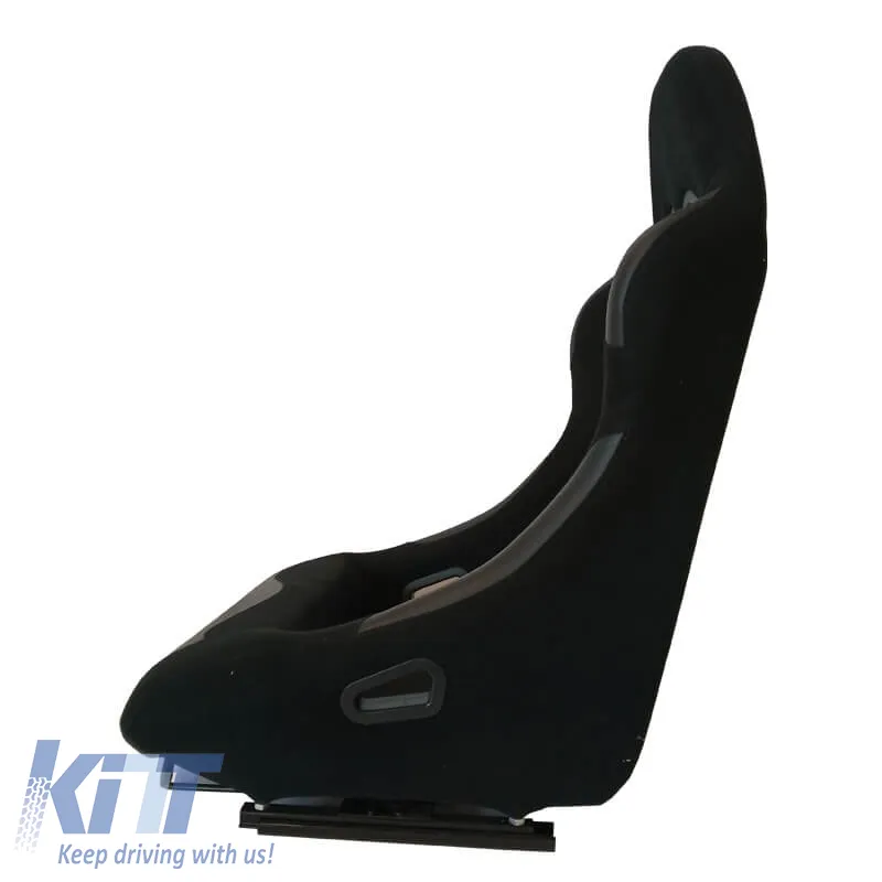 Bucket Seats Daytona Fabric All Black Pair 2 Pcs