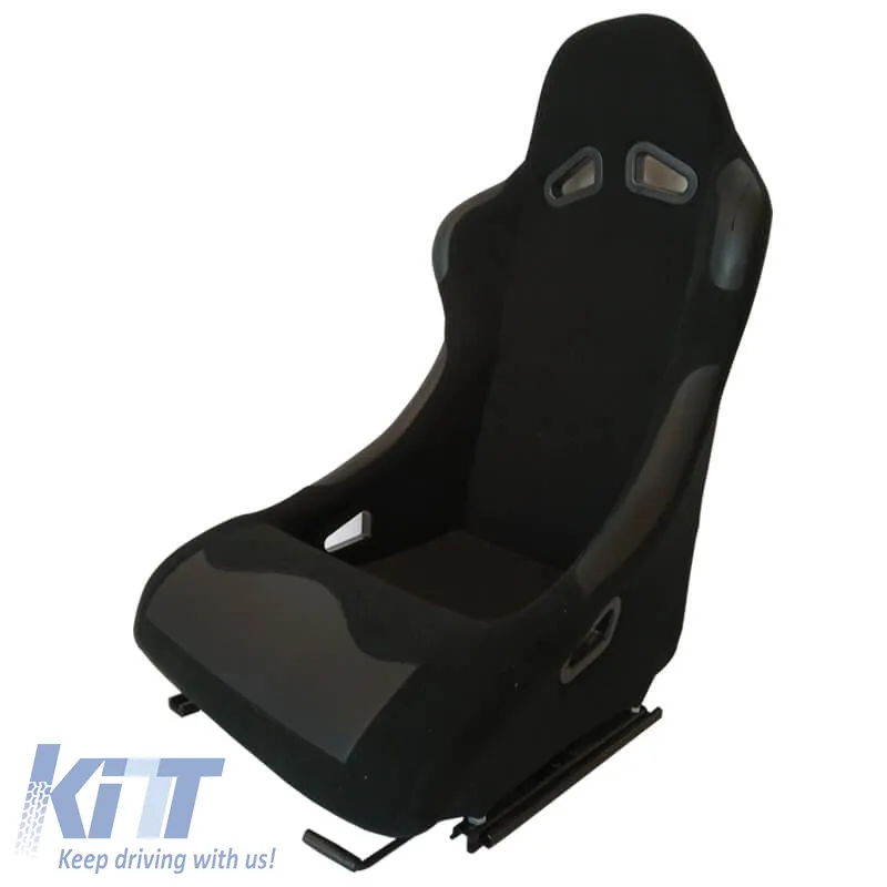 Bucket Seats Daytona Fabric All Black Pair 2 Pcs
