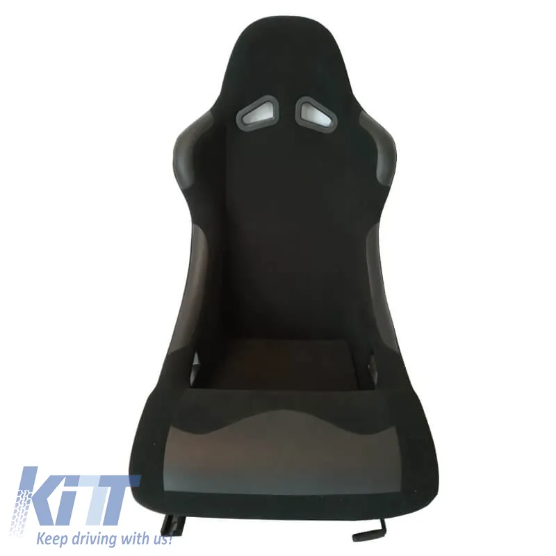 Bucket Seats Daytona Fabric All Black Pair 2 Pcs