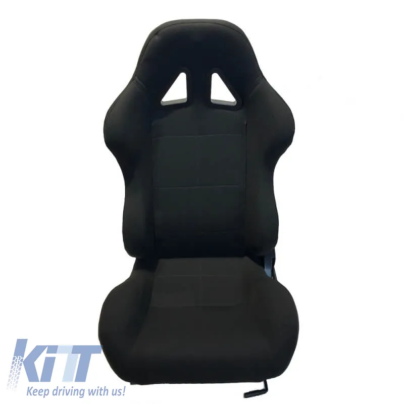 Bucket Seats Poseidon Fabric All Black Pair 2 Pcs