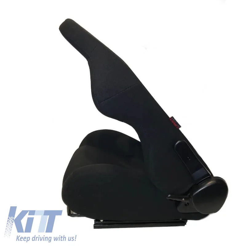 Bucket Seats Poseidon Fabric All Black Pair 2 Pcs