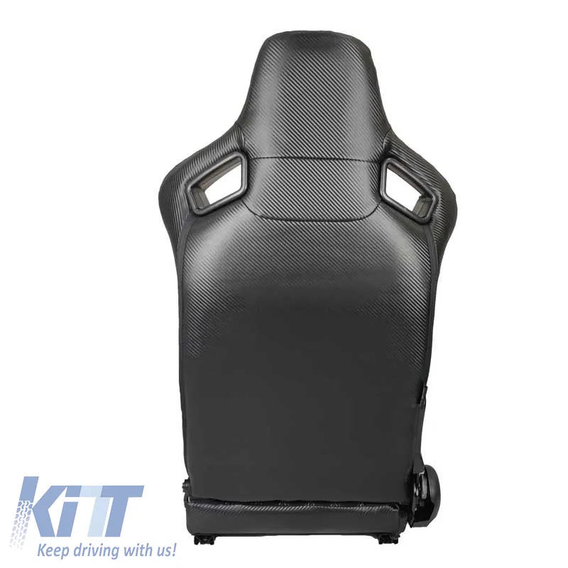Bucket Seats R8 PVC Black with M Power Design Design Tri-Color Cross Stitching M Look Pair 2 Pcs