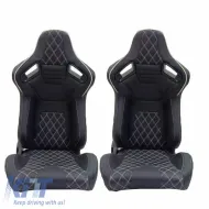 image-12-Bucket Seats R8 PVC Black With White Cross Stitching Pair 2 Pcs