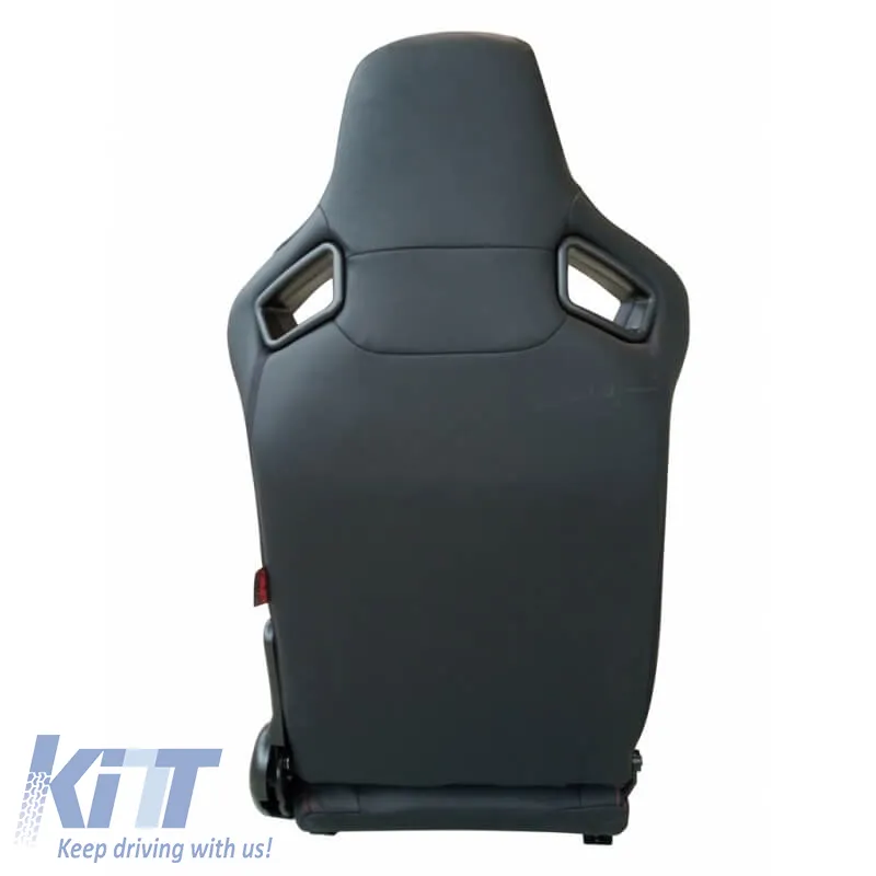 Bucket Seats R8 Style PVC Black With Red Stitching Pair 2 Pcs