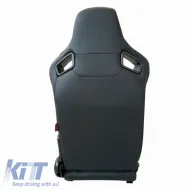 Bucket Seats R8 Style PVC Black With Red Stitching Pair 2 Pcs-image-6293546