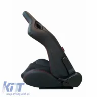 Bucket Seats R8 Style PVC Black With Red Stitching Pair 2 Pcs-image-6293547