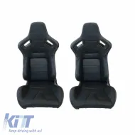 image-7-Bucket Seats R8 Style PVC Black With White Stitching Pair 2 Pcs