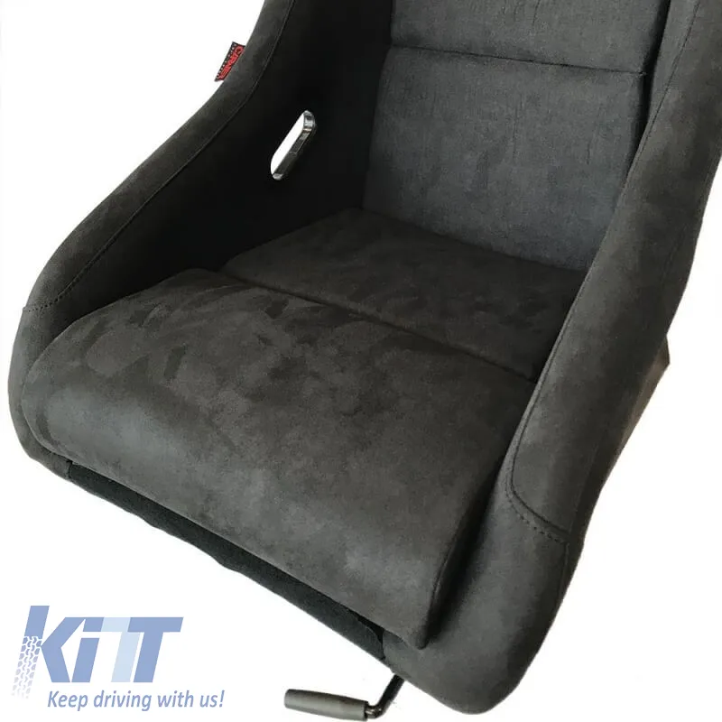 Bucket Seats Race Suede Alcantara Black Pair 2 Pcs