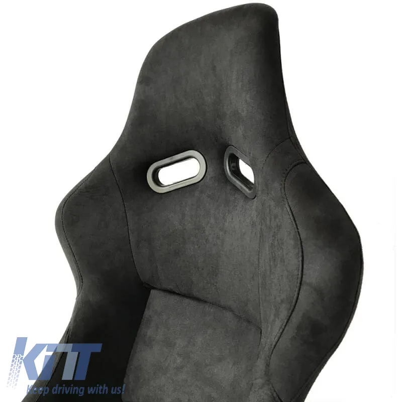 Bucket Seats Race Suede Alcantara Black Pair 2 Pcs