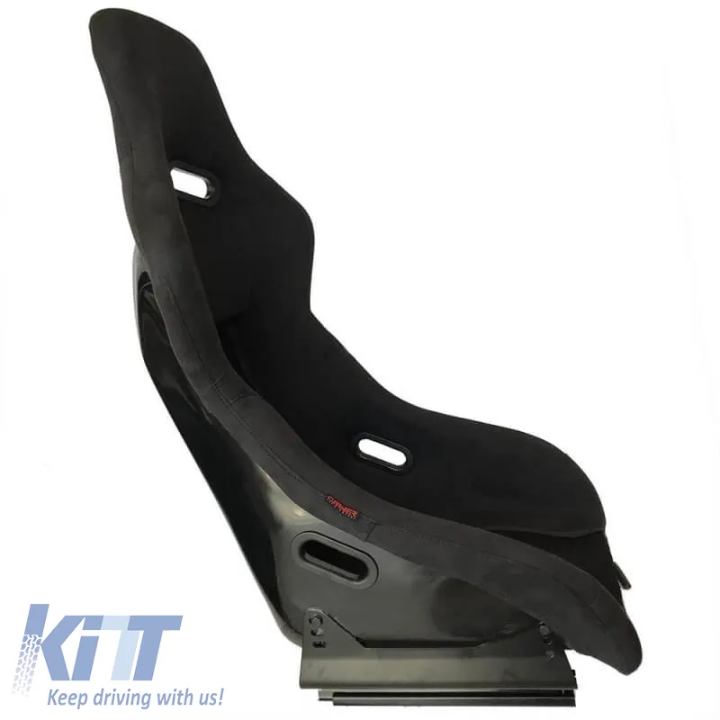 Bucket Seats Race Suede Alcantara Black Pair 2 Pcs