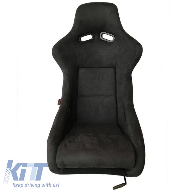 Bucket Seats Race Suede Alcantara Black Pair 2 Pcs