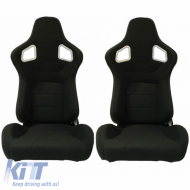 Bucket Seats RS Fabric Black With White Stitching Pair 2 Pcs