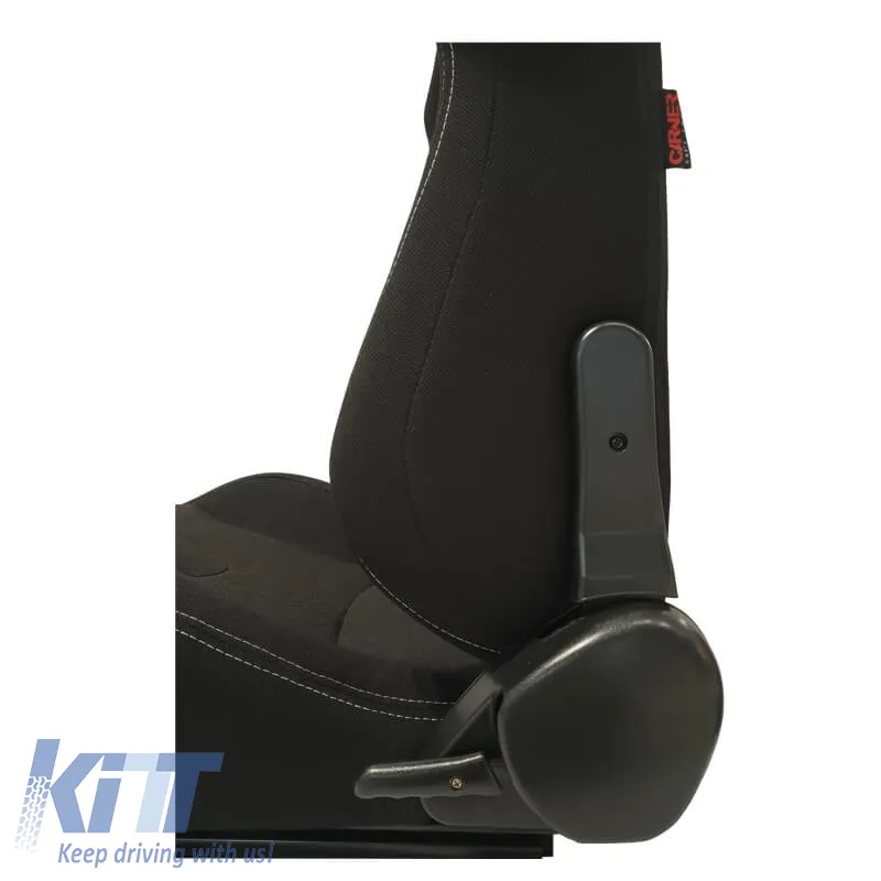 Bucket Seats RS Fabric Black With White Stitching Pair 2 Pcs