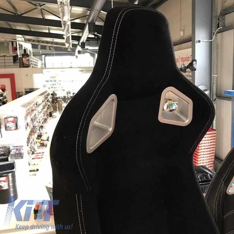 Bucket Seats RS Fabric Black With White Stitching Pair 2 Pcs