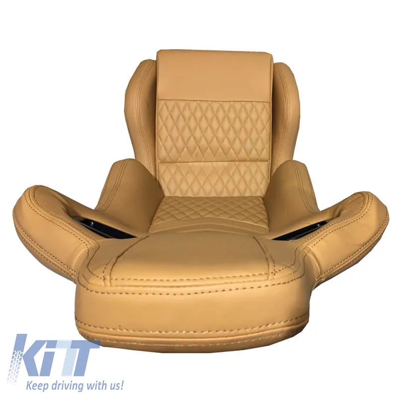 Bucket Seats RS Pvc Beige With Beige Cross Stitching Pair 2 Pcs