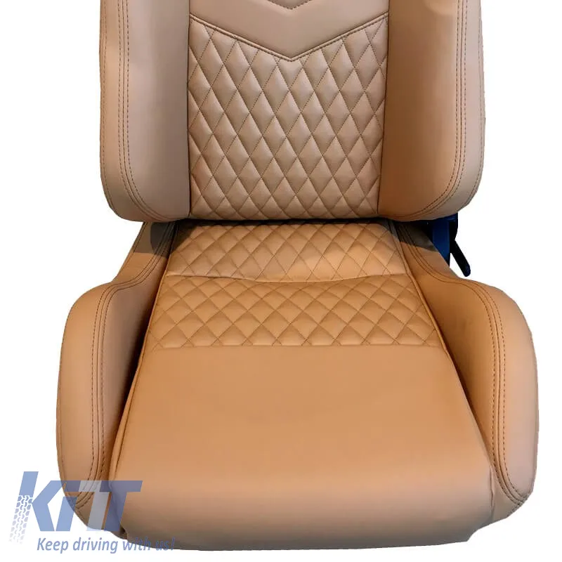 Bucket Seats RS Pvc Beige With Beige Cross Stitching Pair 2 Pcs