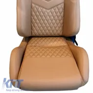 Bucket Seats RS Pvc Beige With Beige Cross Stitching Pair 2 Pcs-image-6293638