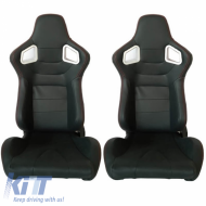Bucket Seats RS PVC Black With Red Stitching Pair 2 Pcs