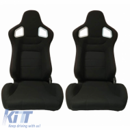 Bucket Seats RS Style Fabric Black With Red Stitching Pair 2 Pcs