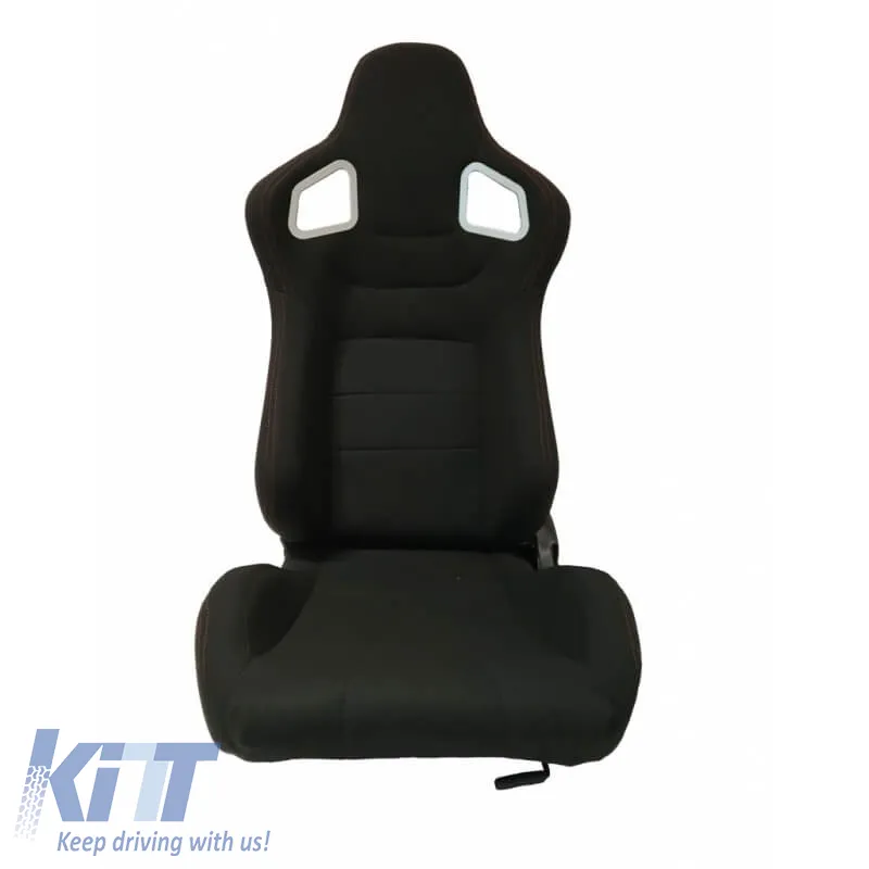 Bucket Seats RS Style Fabric Black With Red Stitching Pair 2 Pcs