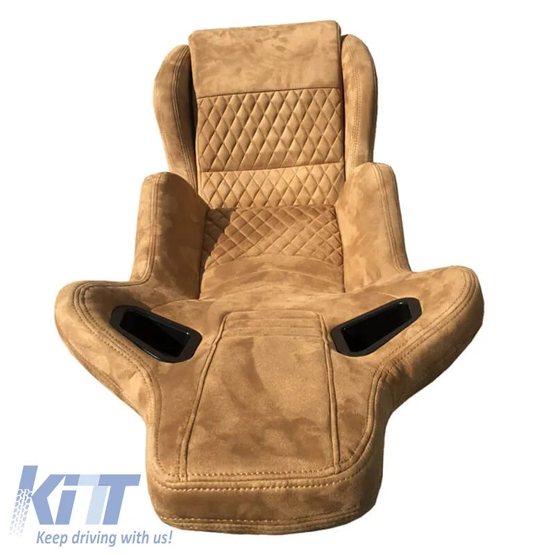 Bucket Seats RS Suede Alcantara Beige With Beige Cross Stitching Pair 2 Pcs