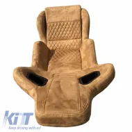 Bucket Seats RS Suede Alcantara Beige With Beige Cross Stitching Pair 2 Pcs-image-6293622