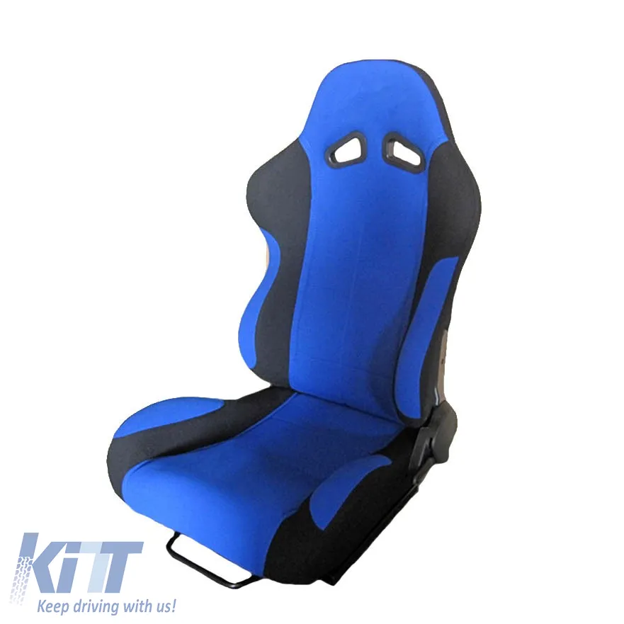 Bucket Seats suitable for Poseidon Fabric Black/Blue Pair 2 Pcs