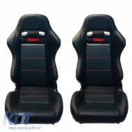 image-17-Bucket Seats Zeus PVC Black with Red Stitching and Carner Logo Pair 2 Pcs