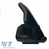 Bucket Seats Zeus PVC Black with Red Stitching and Carner Logo Pair 2 Pcs-image-6293676