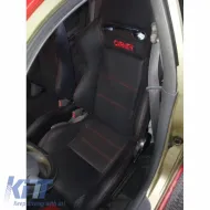 Bucket Seats Zeus PVC Black with Red Stitching and Carner Logo Pair 2 Pcs-image-6293679