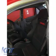 Bucket Seats Zeus PVC Black with Red Stitching and Carner Logo Pair 2 Pcs-image-6293680