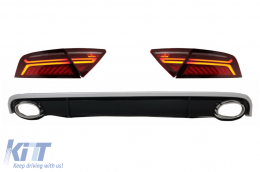 Bumper Air Diffuser & Exhaust Tips with LED Taillights suitable for Audi A7 4G (2010-2014) RS7 Design