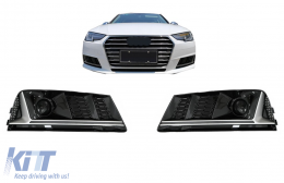 image-1-Bumper Lower Grille ACC Covers Side Grilles suitable for Audi A4 B9 Sedan Avant (2016-2018) RS4 Design Silver Edition
