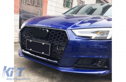 Bumper Lower Grille ACC Covers Side Grilles suitable for Audi A4 B9 Sedan Avant (2016-2018) RS4 Design Black Edition-image-6126576