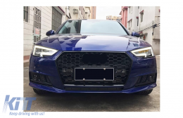 Bumper Lower Grille ACC Covers Side Grilles suitable for Audi A4 B9 Sedan Avant (2016-2018) RS4 Design Black Edition-image-6126577