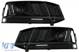 Bumper Lower Grille ACC Covers Side Grilles suitable for Audi A4 B9 S-Line Sedan Avant (2016-2018) RS4 Design Black Edition - SGAUA4B9SB