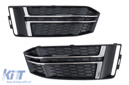 Bumper Lower Grille Covers Side Grilles suitable for Audi A4 B9 Sedan Avant (2016-2018) S-Line Silver Edition