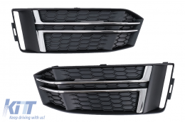 image-10-Bumper Lower Grille Covers Side Grilles suitable for Audi A4 B9 Sedan Avant (2016-2018) S-Line Silver Edition