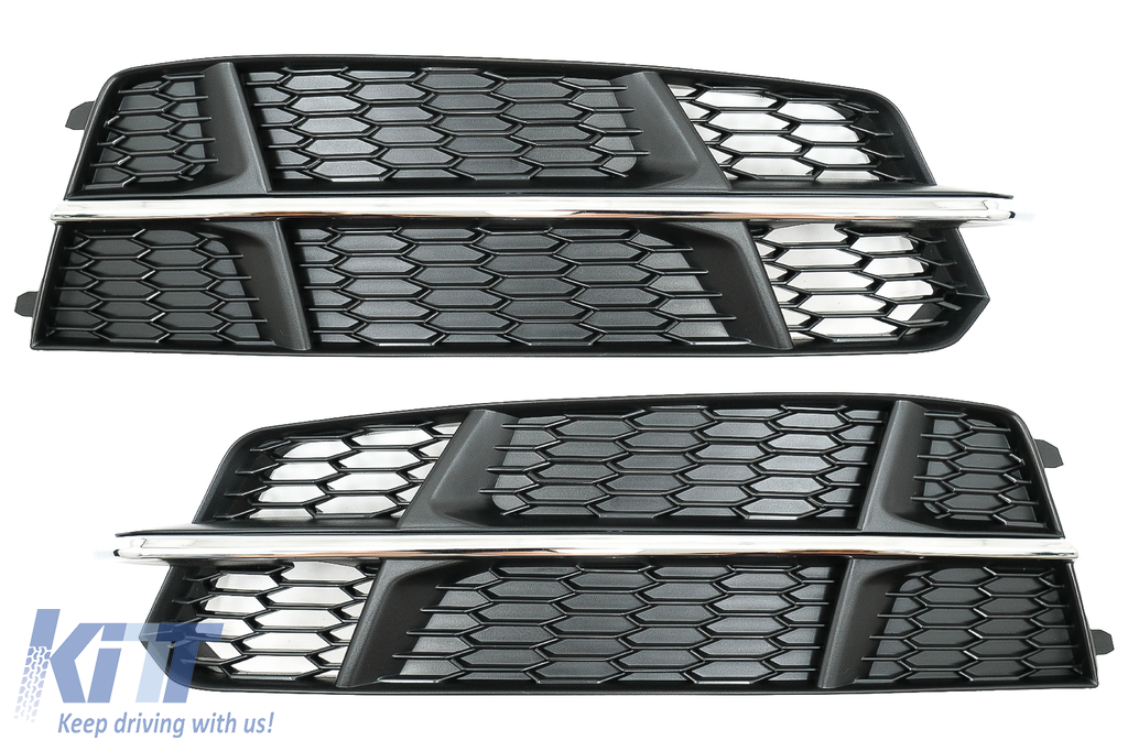 Lökhárító alsó rács burkolatok Oldalrácsok alkalmas Audi A6 C7 4G S-Line Facelift (2015-2018) Fekete krómhoz