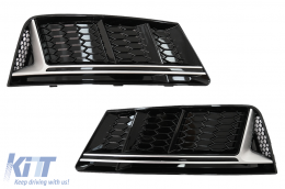image-66-Bumper Lower Grille Covers Side Grilles suitable for Audi A4 B9 Sedan Avant (2016-2018) RS4 Design Silver Edition