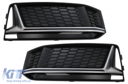 Bumper Lower Grille Side Grilles suitable for Audi A4 B9 Sedan Avant S-Line (2016-2018) RS4 Design Silver Edition - SGAUA4B9SSWOH