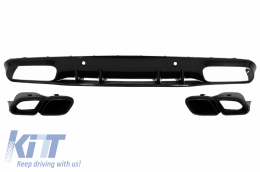 Bumper Valance Diffuser with Rear Bumper Flaps suitable for Mercedes C-Class C205 A205 Coupe Cabriolet (2014-2019) Facelift C63S Design All Black-image-6073229