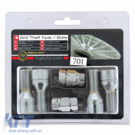 Butzi Premium lopásgátló kerékcsavar készlet 6 db, egyedi kulccsal, Type-FF M14x1.50 L28 T17-image-6294833
