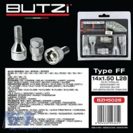 Butzi Premium lopásgátló kerékcsavar készlet 6 db, egyedi kulccsal, Type-FF M14x1.50 L28 T17-image-6294834