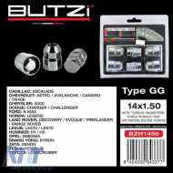 Butzi Premium lopásgátló kerékcsavar készlet 6 db, egyedi kulccsal, GG típus, M14x1.50, T19/21-image-6294845